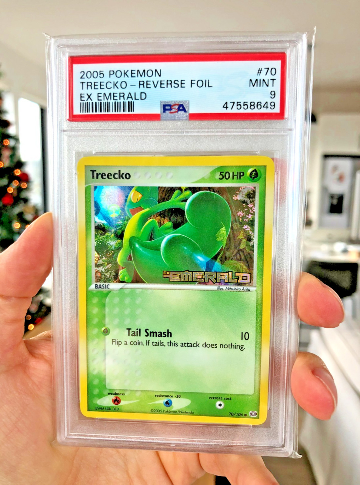 2005 Pokemon EX EMERALD #70 TREECKO-REVERSE FOIL Reverse Holo PSA 9 MINT