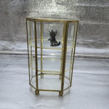 Vintage brass  glass miniature vintage Curio cabinet trinkets shelf shelves