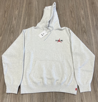 Supreme x Jordan Hoodie Hooded Sweatshirt SMALL ASH GREY ✅ 📦 UK