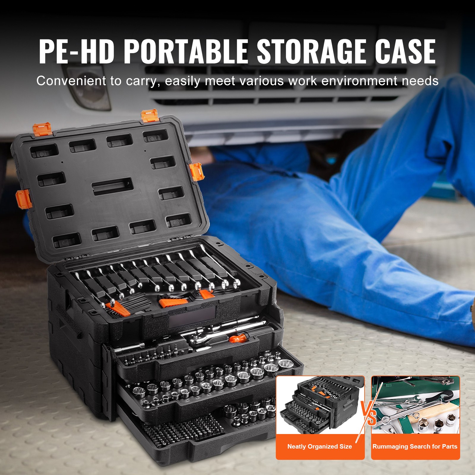 Mechanics Tool Set and Socket Set 1/4in 3/8in 1/2 in Drive Sockets 450Pcs alternate view 6
