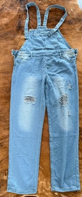 J K miles Designers brand jumpsuit denim distressed romper pants medium wash XL