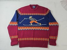 Vintage Boathouse Row 100 Wool Knit Sweater Skiing    90's Size Medium 20x27
