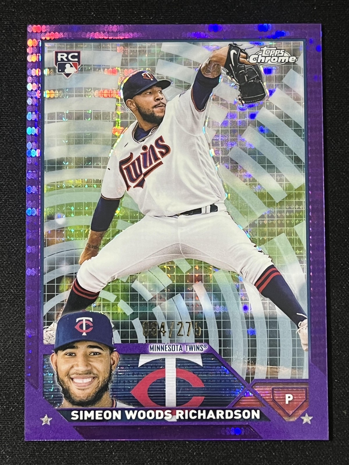 2023 Topps Chrome #173 Simeon Woods #/275 Richardson Purple Sonar Twins Rookie