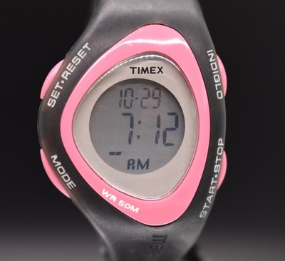 Vintage 2005 Timex Marathon INDIGLO Digital Watch Y2K Pink WR50M T5E321