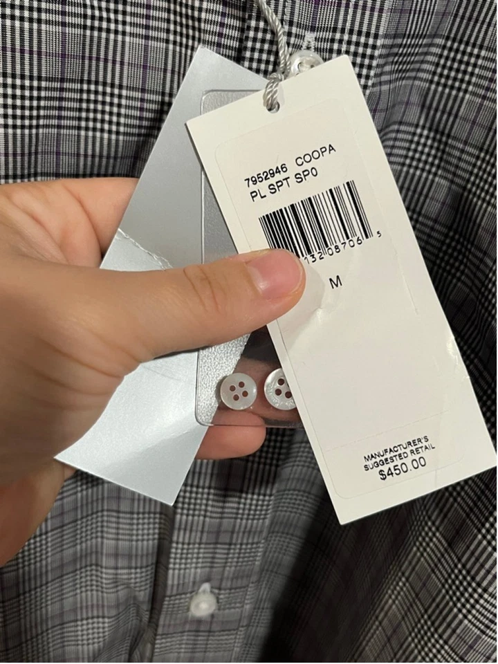 Nueva Camisa Ralph Lauren Etiqueta Púrpura Preppy Gris y Púrpura a Cuadros Abotonada Foto 4 de 4