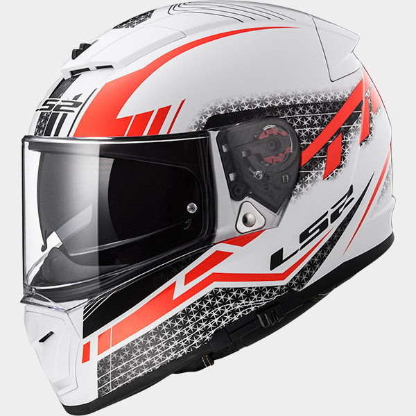 LS2 FF390 White Red S (55-56cm) Motorcycle Full Face Motorbike DVS Adult Helmet