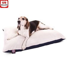 Rectangle Dog Bed Faux Sheepskin Hypoallergenic Plush Comfort Removable Cover US