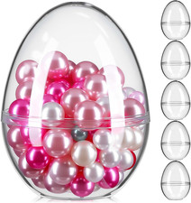 6Pcs Giant Fillable Easter Eggs Clear Plastic Balls Openable Baubles Jumbo Eggs 