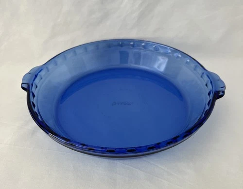 Vintage Pyrex Cobalt Blue 9.5” Fluted Pie Baking Plate # 229