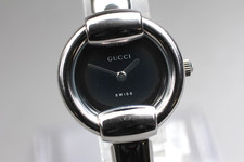 [Near MINT] GUCCI 1400L 25mm Black Dial Silver Quartz Women's Watch From JAPAN