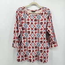 Style & Co Women's 2X Floral Print 3/4 Sleeve Knit Top Blouse