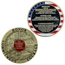 Honor Medal Marine Corps Core Values Challenge Coin - USMC Challenge Coin