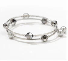 💎Touchstone Crystal Bracelet Silver Night Rhodium Adjustable New