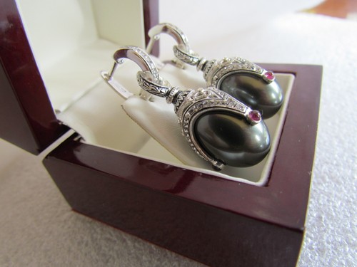 BLACK PEARL EARRINGS HANDMADE RUSSIAN SOLID STERLING SILVER 925 - Picture 8 of 8