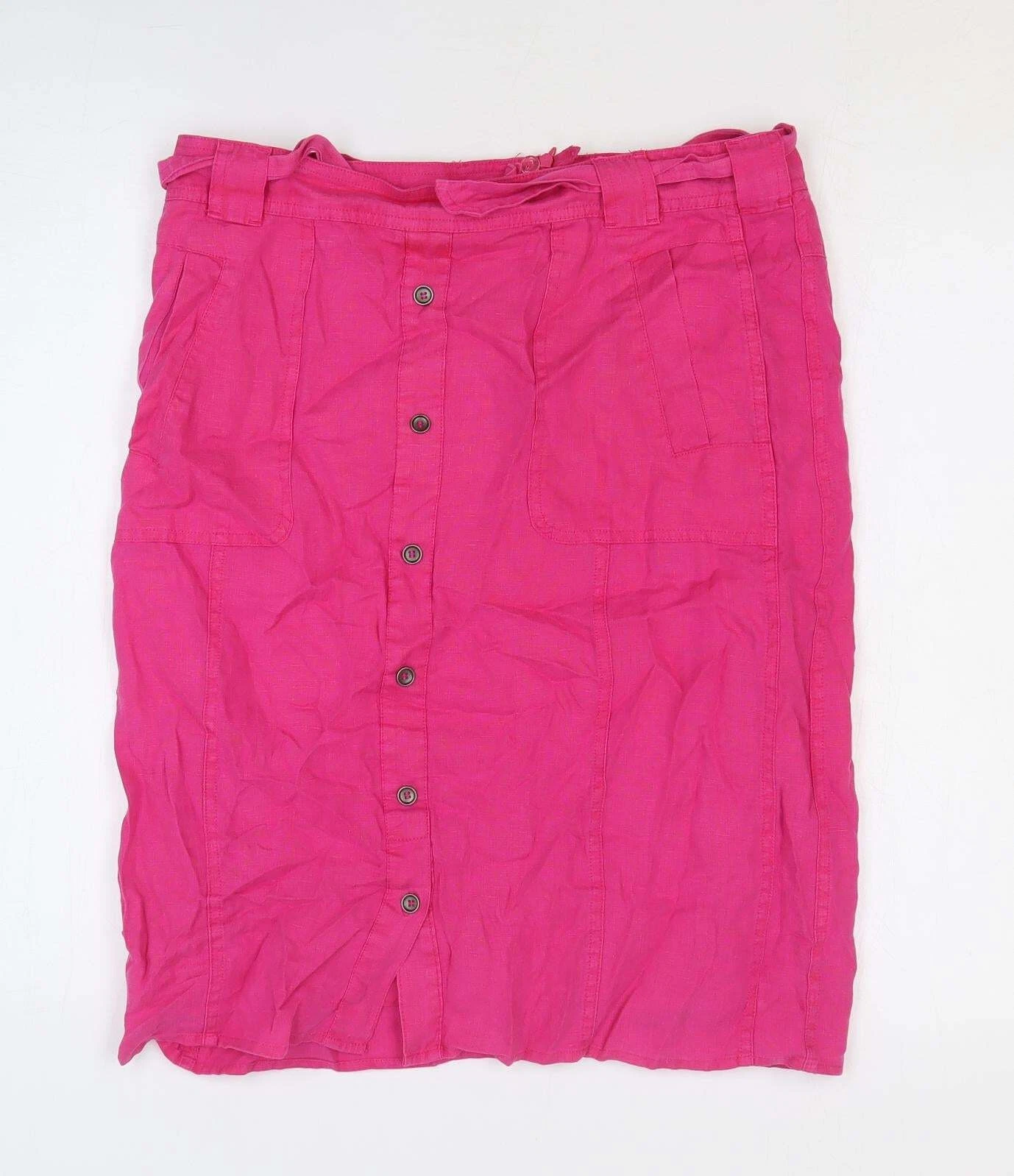 Barbara Lebek Womens Pink Cotton Blend Skirt Size 12