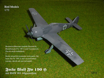 Focke Wulf Fw 190 H m.BMW 801 Abgasturbine 1/72 Bird Models Umbausatz/Conversion