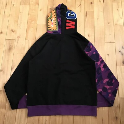 BAPE Black x purple camo shark full zip hoodie A Bathing Ape Size