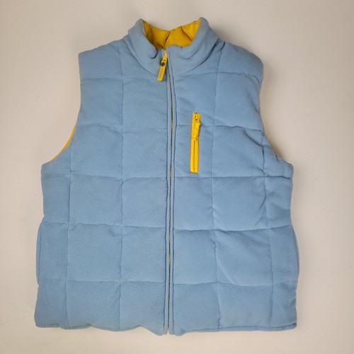 VTG Y2K Old Navy Reversible Quilted DOWN Puff Parka VEST L Baby Blue Yellow Zip! - 第 1/24 張圖片