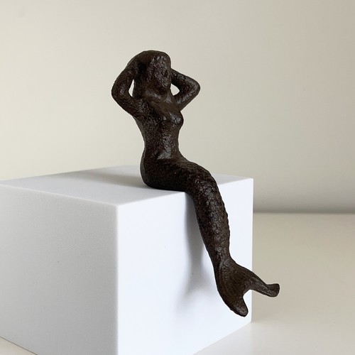 Mermaid Ornament Figurine Cast Iron Statue Home Decor Garden Outdoor Bathroom - Picture 5 of 5