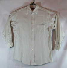 Tasso Elba Button Up Long Sleeve Dress Shirt Large 16 32-33 Mens White/Green