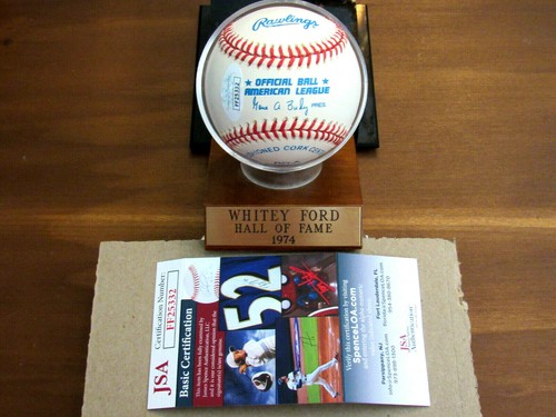 WHITEY FORD HOF 74 NEW YORK YANKEES 1961 WSC SIGNED AUTO OAL BASEBALL JSA BASE - Picture 4 of 4
