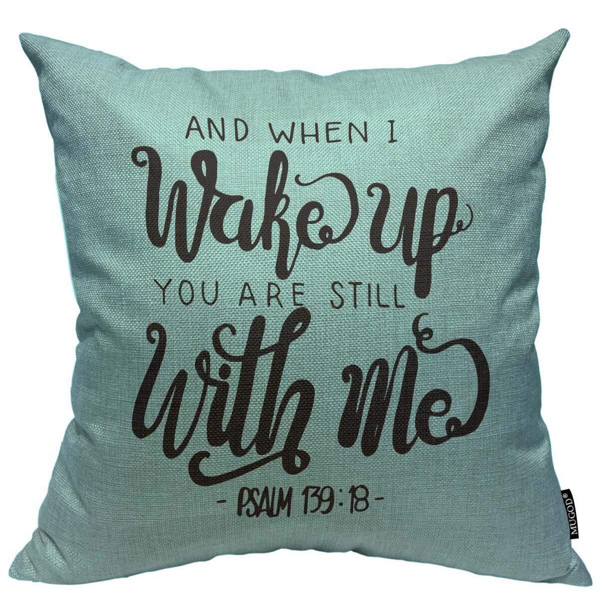 Bible Verse Throw Pillow Cover and When I Wake Up You are Still with Me Hand ...