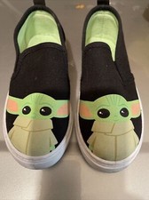 The Mandalorian Baby Yoda Grogu Graphic Slip-On Canvas Shoes Child Size 12