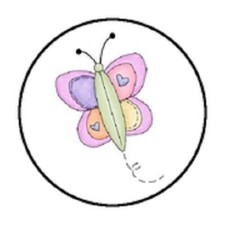 48 CUTE BUTTERFLY ENVELOPE SEALS LABELS STICKERS 1.2" ROUND