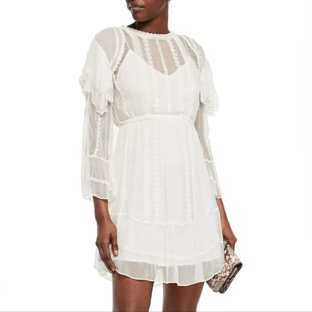 OFF WHITE Abito donna IRO 38 US 6 western bianco avorio trasparente cowgirl costiero nuovo leggi