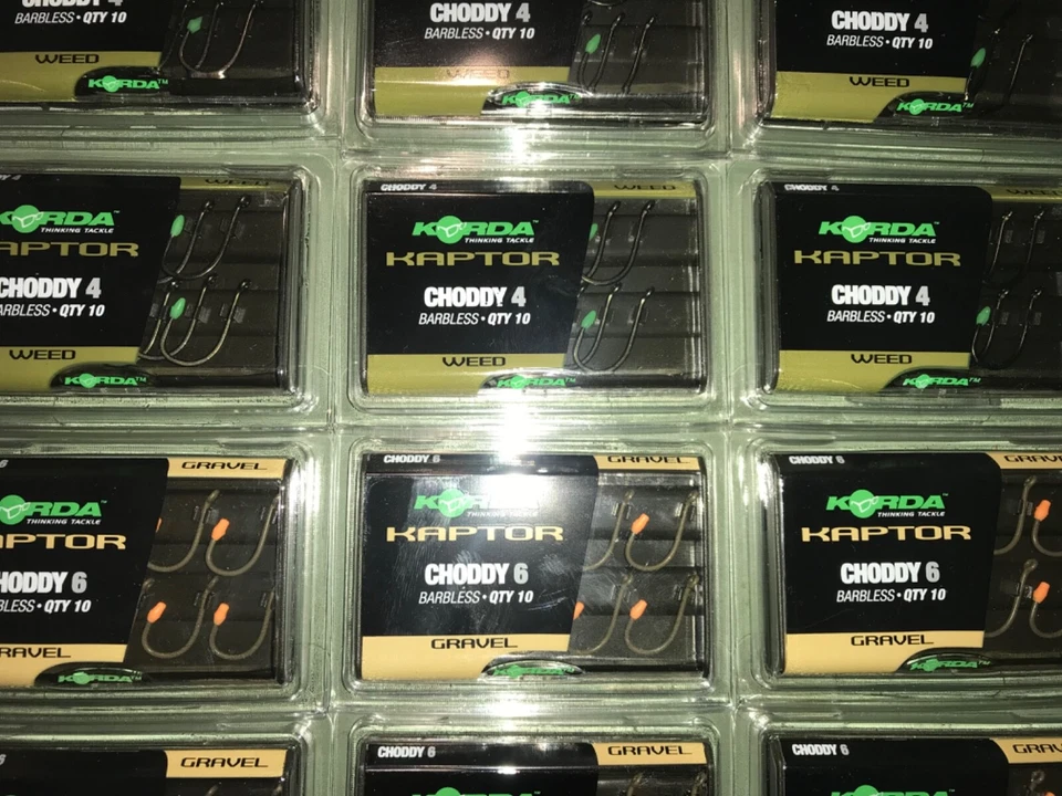12 PAQUETES Korda Kaptor Tamaño 4 y 6 Choddy Barbless Carpa Ganchos 120 GANCHOS Foto 2 de 3