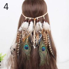 Indian Feather Headband Adjustable Headdress Festival Boho Hairband Women Girl