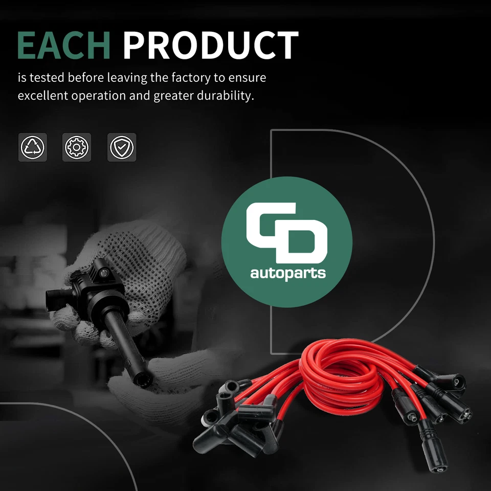 Cables de bujía ROJOS para GMC Chevy C1500 C2500 C3500 5,7 L 5,0 L V8 1996 1997-1999 Foto 3 de 4