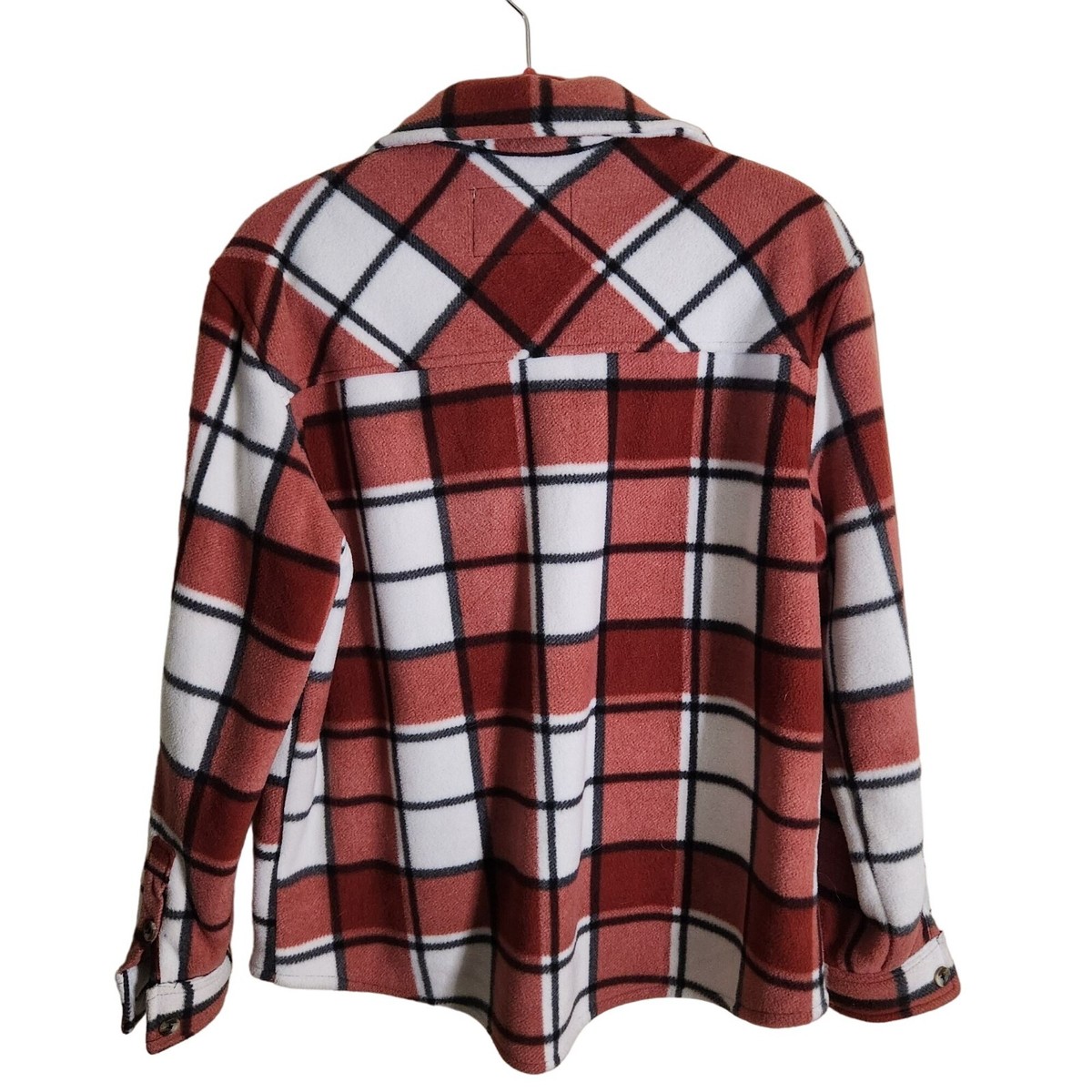 Sage Collective Rust Burgundy Plaid Sherpa Lined Shacket Size M View 3