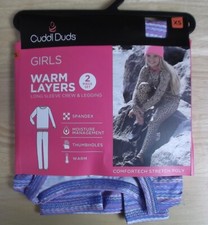 CUDDL DUDS GIRLS WARM LAYERS CREW  LEGGING - MULTI-COLOR - X-SMALL 4/5 - NWT