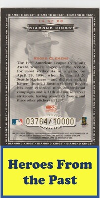 1998 Donruss Diamond Kings #14 Roger Clemens #/10000 052-F | eBay