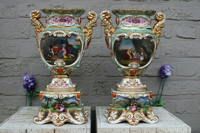 Antique French Vieux Paris Porcelain 19thc Hand Paint Vases Attr Jacob Petit Ebay