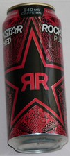 boîte, vide, poinçonnée Rockstar, poinçonnée aux fruits 16 oz, de collection, aluminium, onglet de maintien