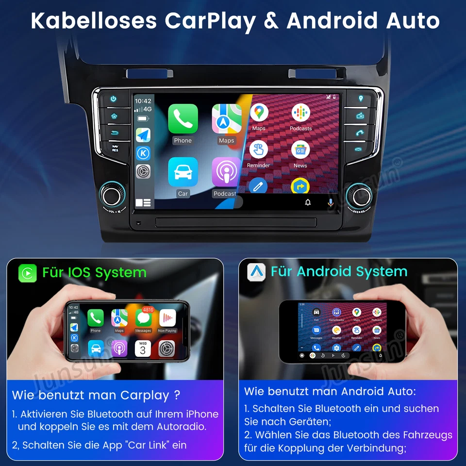 Android 14 Autoradio Für VW Golf VII MK7 2013-2020 Carplay GPS Navi SWC BT DAB+ - Bild 4 von 4