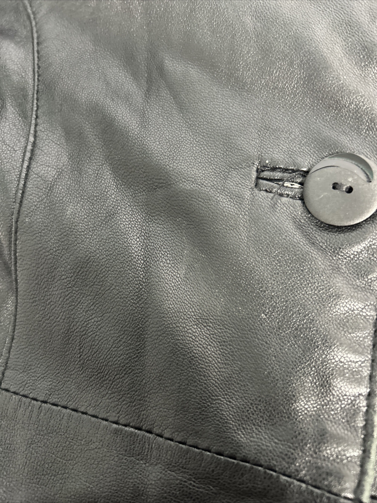 Accents By Comint Solid Black Button Up Genuine L… - image 13