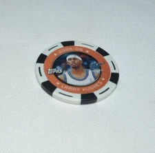 2005 TOPPS NBA COLLECTOR CHIP - LARRY HUGHES 2005-06 WHITE & BLACK CHIP 