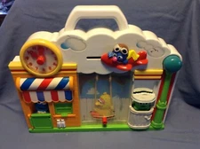 RARE Vintage Preschool Sesame Street Nursery Illco Play Crib Busy Box Toy Baby