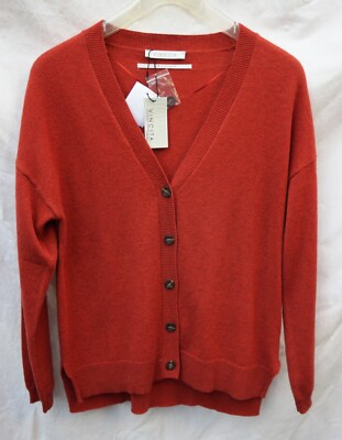 100% Kaschmir Strickjacke M rot VINCITA Jacke rostrot zinnober
