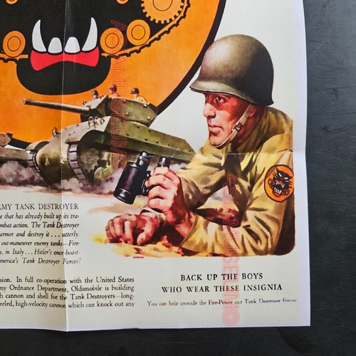 1943 WW2 USA TANK EATING TIGER ARMY SOLDIER MILITARY WAR PROPAGANDA POSTER F71 - Picture 4 of 9
