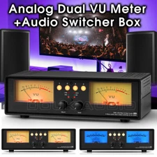 MIC+Line Dual Analog VU Meter Sound Level Indicator Audio Switcher Box DB Panel