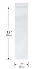 1000 3"x 12" 2 Mil Zip lock Top Seal Clear Poly Bags