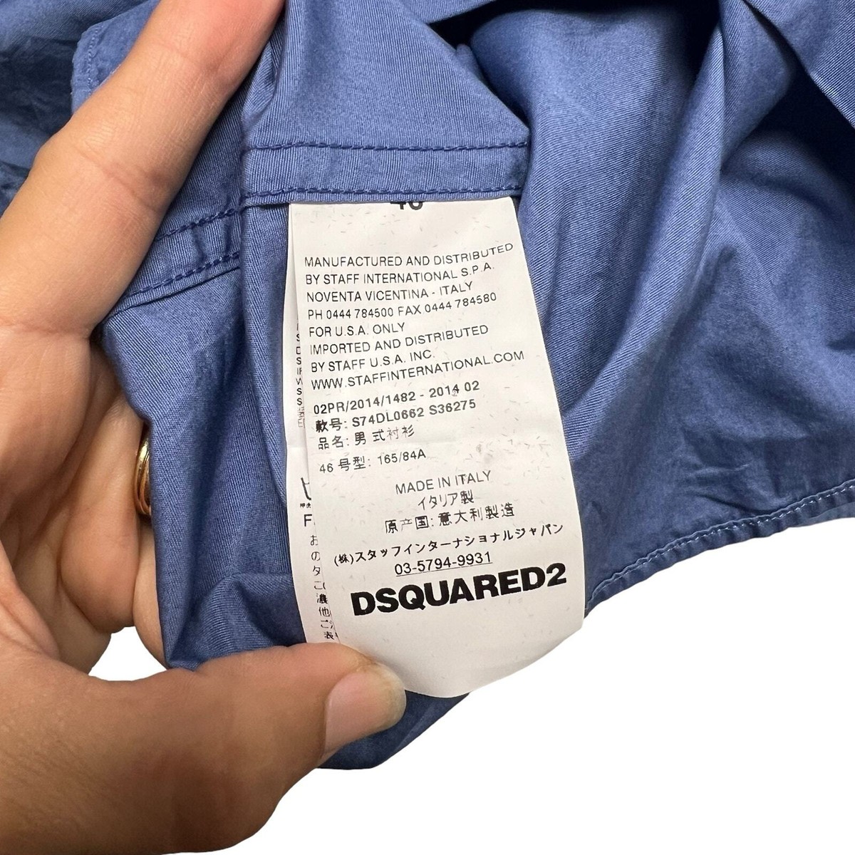Dsquared2 Button Up Shirt Cotton Blue Men's Size 46 | eBay