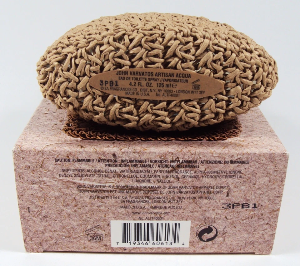 JOHN VARVATOS ARTISAN AQUA 4,2 oz / 125 ml EDT SPRAY NUEVO con CAJA *SIN CELOFÁN* Foto 3 de 3