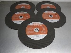 5 NEW! Virginia Abrasives 12" x 1/8" Metal Cut-Off Wheels 1" Arbor #424-15512