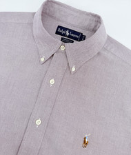 Ralph Lauren Yarmouth Shirt Men 16-33 L Purple Long Sleeve Oxford Flesh Pony NWT