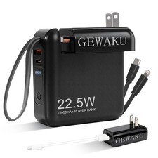 Portable Charger with Wall Plug 15000mAh Power Bank 22.5W Fast Charging Built...